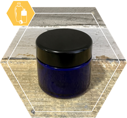 Zalfpot blauw glas met zwart deksel 50 ml